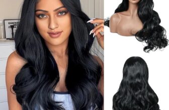 Creamily Long Wavy Curly Black Wigs for Women Long Wavy Curly Wig Cosplay Party Halloween Wig Synthetic Hair Wig for WOmen 24 Inches