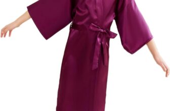 CuteOn Kids Girls Satin Silk Kimono Robe Dressing Gown Bathrobe Nightwear for Spa Wedding Birthday Party Dress