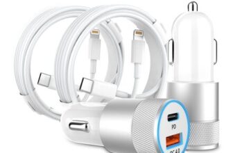 DEAL STACK – 2-Pack 48W Car Charger with 3ft Lightning Cable, USB-C/USB-A