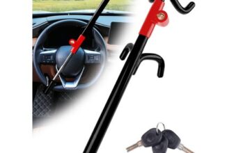 DEAL STACK – Tevlaphee Steering Wheel Lock Heavy-Duty Anti-Theft Universal Fit 3 Keys