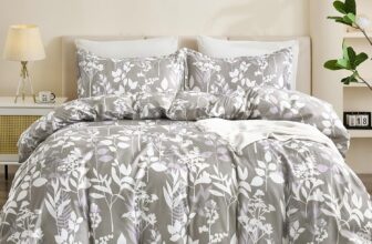 DJY Beige Floral Duvet Cover Set King Size – 3-Piece Beige Bedding Set – Wrinkle-Resistant & Breathable Design with Hidden Zipper (King, 220x230cm)