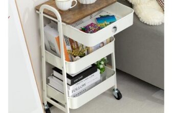 DOEWORKS Storage Trolley on Wheels Metal 3-Tier Trolley Cart