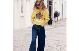 Dark Blue Wide Leg Drawstring Waist Jeans