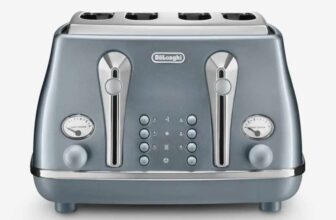 DeLonghi Icona Metalics 4 Slice Toaster, CTOT4003.AZ – Blue / Pink / Grey / Beige with Code