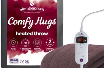 Deal: Slumberdown Comfy Heated Throw Blanket (130160cm) – Snuggly Fleece Electric Electric Blanket with 10-Heat Settings & Timer