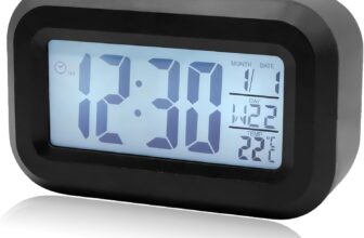 Digital Alarm Clock, Digital Alarm Clock LED Display with Temperature Big LCD Digit Display and Battery Powered, Display Snooze Smart Brightness Sensor for Bedroom Home Office and Travel