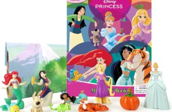 Disney Princess My Busy Books – Storybook, 10 figurines, playmat