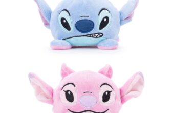 Disney Simba Official Stitch and Angel Reversible Plush toy for kids Stitch, Blue, pink