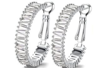 Dochais Womens Hot Pink Zirconia Hoop Earrings, 925 Silver, Hypoallergenic