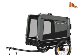 Dog Bike Trailer, Bicycle Transport, Dog Stroller / Jogger, Folding Pet Cart – With Code, Sold by Tectake