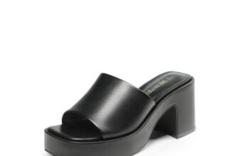 Dream Pairs High Chunky Platform Heels, Slip-On, Black