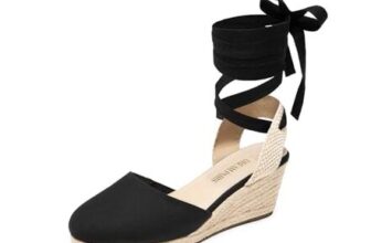 Dream Pairs Womens Espadrille Platform Sandals, Black Canvas, Size 5
