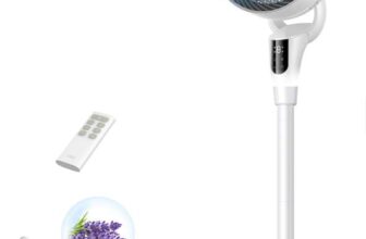 Dreo 25dB Silent Standing Fan for Bedroom, 42 Pedestal Fans with Remote, 90 Oscillating, 90 Manual Vertical Cooling Fan