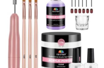 EBANKU Acrylic Nail Kit with Drill, 120g Clear Powder