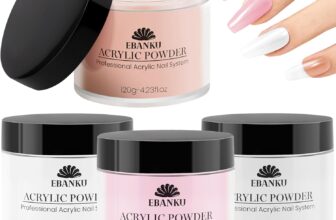 EBANKU Pink Acrylic Powder, 120g/4.23oz Acrylic Powder Large Capacity Professional Acrylic Nail Powder for Nail Acrylic Extension, Nail Carving, Long-Lasting, No Nail Lamp Needed (4 Colors)