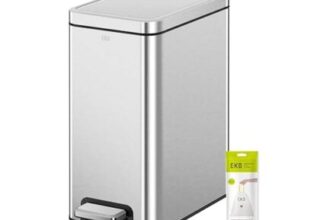 EKO Stella Slim Step Bin, 10L, Fingerprint-Resistant Stainless Steel