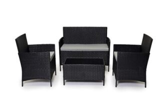 EVRE Black Rattan Garden Furniture Set Patio Conservatory Balcony