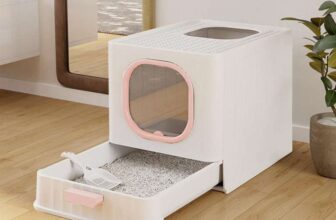 Enclosed Folding Cat Litter Box Toilet With Scoop