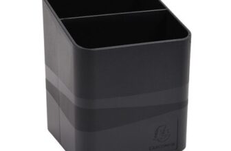 Exacompta ECOBlack Pen-Cube Pen Pot, 2 Sections, 747493mm, Black