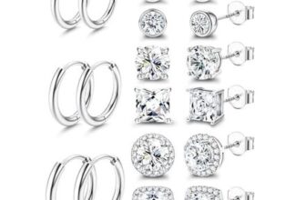 FIOROYAL S925 Silver Stud Earrings, Hypoallergenic, 18K Gold Plated Halo