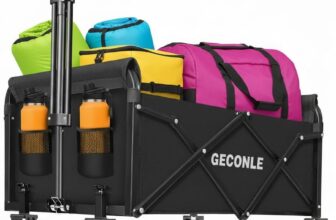 Festival Trolley Folding Trolley Cart with Wheels 100KG/220LBS – Portable Garden Wagon Cart with Drink Holders for Grocery Outdoor Sports Garden Camping