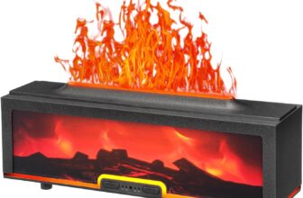 Fireplace Flame Air Diffuser Humidifier, 8 Colors Aromatherapy Essential Oil Air Diffuser, DC24V 200ml Noiseless Mist Humidifier with Timer, Fire Aroma Diffuser for Home, Office, Yoga