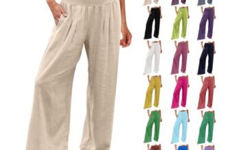 Floobei Womens Linen Wide Leg Trousers with Pockets