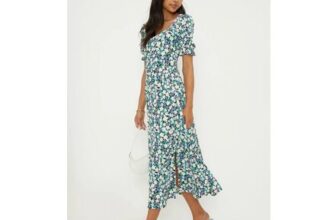 Floral Sweetheart Neckline Midi Dress