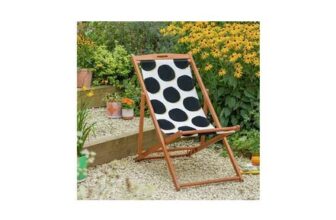 Folding Wooden Garden Deck Chair – Black & White
