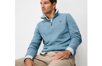 French Rib Half Zip Jumper in Aqua Blue