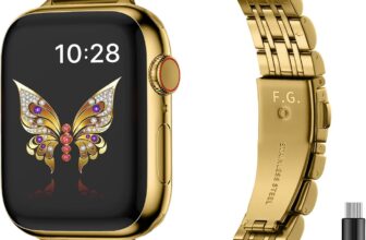 Fullmosa Slim Metal Straps Compatible with Apple Watch Straps 42mm(Series 11/10) 41mm 40mm 38mm for Women, Stainless Steel Thin iWatch Bands for SE 3 2 1/Series 11 10 9 8 7 6 5 4 3 2 1, Gold