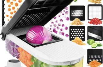 Fullstar Vegetable Chopper & Mandoline Slicer – Julienne Cutter Dicer Grater for Food Veg Onion Cucumber Tomato Salad Potato Cheese – Kitchen Gadgets & Accessories (Compact 6-in-1, White)