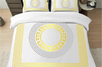 GC GAVENO CAVAILIA Greek King Size Duvet Cover Sets – Microfibre Geometric Bedding Sets with Pillowcases – Durable & Easy Care Quilt Covers – Soft Duvet Comforter Cover, White