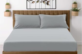 GC GAVENO CAVAILIA Microfiber Fitted Sheet Double – Plain Dyed Bedding Sheet – Grey Bottom Bed Sheet