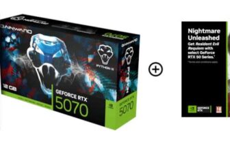 Gainward GeForce RTX 5070 Python III 12GB GDDR7 PCI-Express Graphics Card w/ NVIDIA Game Bundle – Resident Evil: Requiem Code W/Code