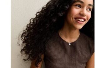 Girls Dark Brown Textured Jersey Ruched Side Asymmetric Top