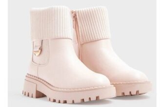 Girls Pink Roll-Knit Chelsea Boots