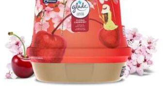 Glade Fragranced Bathroom Gel, Air Freshener and Discreet Odour Eliminator, Floral Cherries, 180g