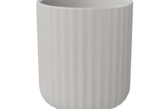 GoodHome Rawa Matt Grey Ribbed Effect Ceramic Tumbler