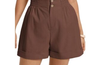 Grace Karin Lightweight Travel Shorts with Coconut Buttons Brown XL