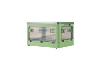 Green H&O Direct Collapsible Plastic Storage Bins with Wheels