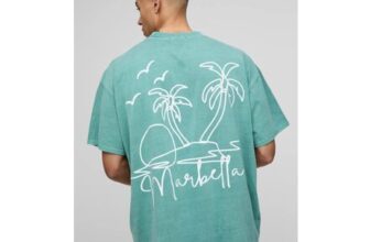 Green boohooMAN Oversized Marbella Graphic Washed T-Shirt