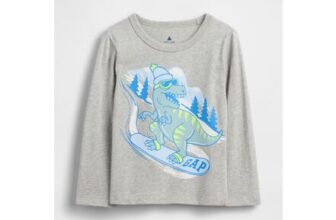 Grey Dinosaur Long Sleeve Graphic T-Shirt