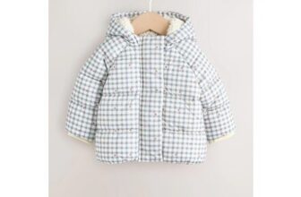 Grey Gingham Hooded Baby Padded Jacket (0mths-2yrs)