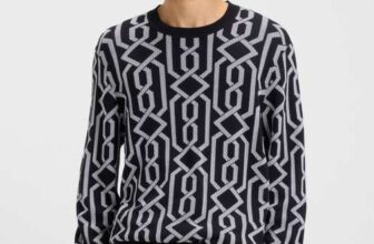 HUGO RED Souvawn Silver Chain Link Knit Jumper in Black, sizes S – 2XL (with code)