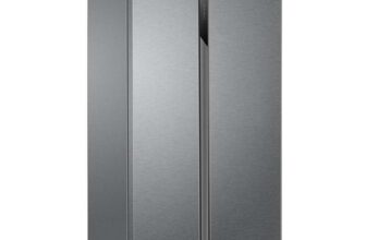 Haier HSR3918ENPG, Side by Side Fridge Freezer, E Rated in Silver – 2 Year Warranty