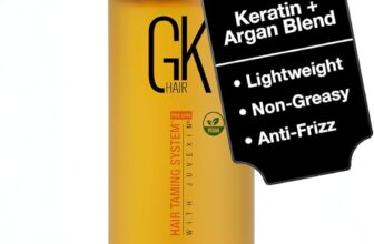 Hair Oil Keratin Treatment Serum By GK HAIR – Argan Oil Lightweight Formula For Frizz Control Heat Protection Add Shine Repair Dry Damaged Hydrating Sulfate Free All Hair Types Men Women – 50ml