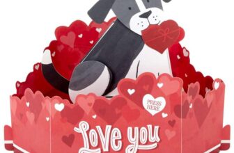 Hallmark Valentines Day Card, 3D & Pop Up Cute Dog Design, Musical, Wagging Tail, Moving Head, Red