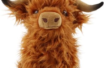 Highland Cow Plush Toy, 11in Highland Fluffy Cow Plush Cuddly Toys, Scottish Highland Cow Teddy Stuffed Soft Toys for Boys Girls Kids Birthday Gifts Age 3