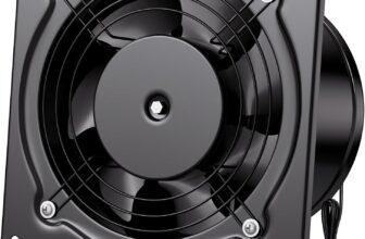 Hon&Guan 6 inch 150mm Kitchen Exhaust Fan with Switch UK Plug, 525 m³/h Stainless Steel Extractor Ventilator Fan with Backdraft Damper for Garage Attic Coop Printer Soldering Spray (Black)